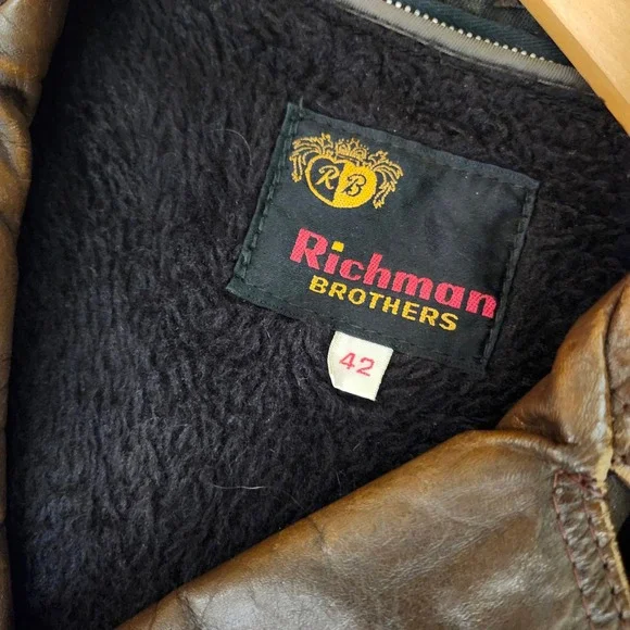 Vtg Richmand Brothers Double Breasted Belted Leather 70's Trench Coat Mens 42 - Picture 6 of 8